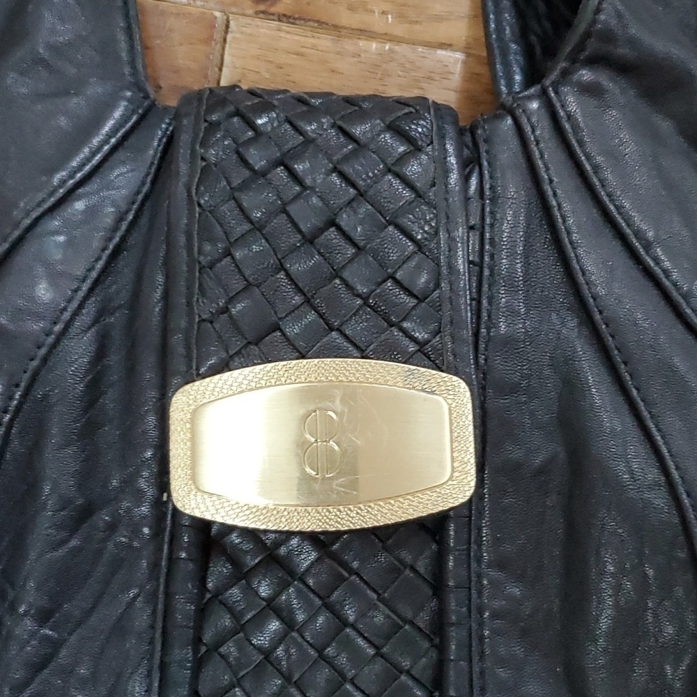 Bill Blass black leather bucket hobo shoulder bag - Picture 2 of 12